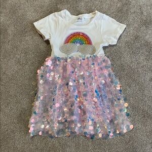 Lola + The Boys Sequin Rainbow Dress - Pink and White